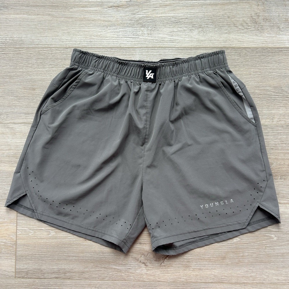 YoungLA Sprint Shorts Mens L Black Gray 4.5" Performance Bodybuilding Lot Of 2 - Picture 2 of 14